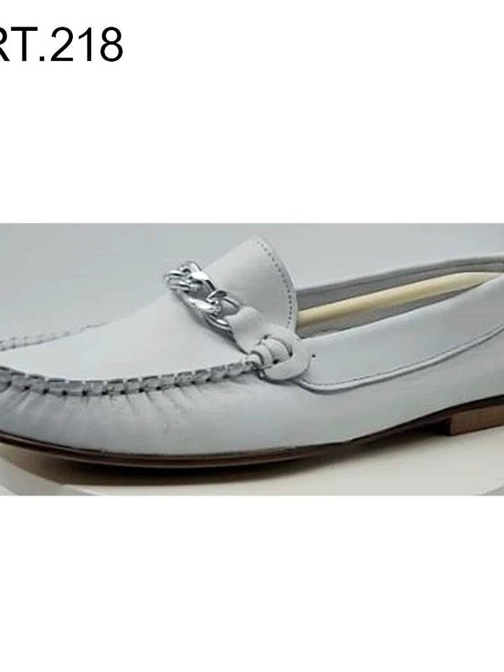 ART.218 White Leather Loafers Top-Stitching Made in Italy for wholesale by Eccellenza Donna