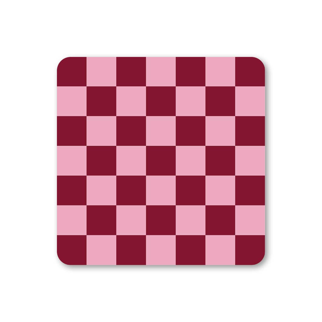Ella Goddard – wholesale Coasters – Pink & Red - Checkerboard Coaster0