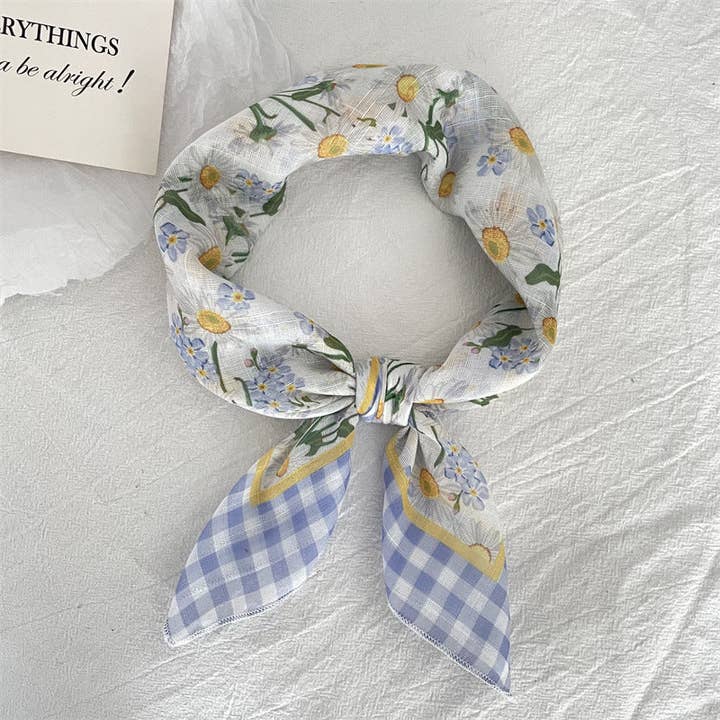 pinkblu02 – wholesale Halsduk - Dam – Sommar Dammode Bomull Linne Blommig Sjal1