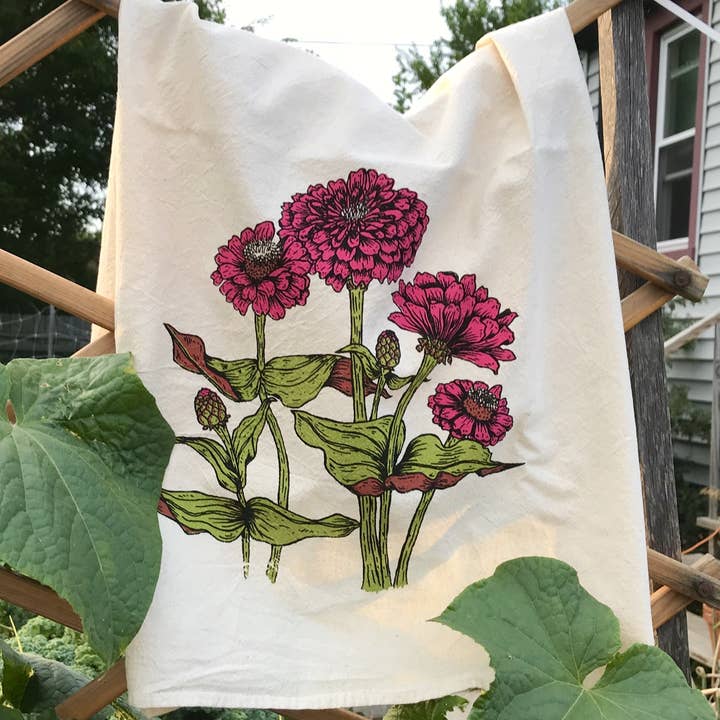 Stacey Malasky - Wholesale Tea Towel - Zinnias Tea Towel1