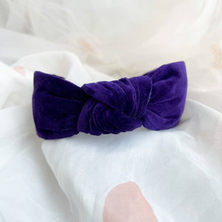 Nine Designs Ltd - Wholesale Fashion Headband - Women's - Purple Velvet Knotted Headband, Luxury Hair Accessory