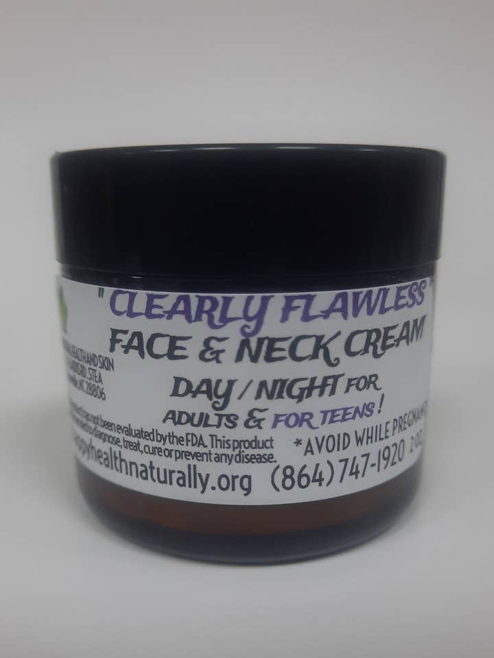 " CLEARLY FLAWLESS " FOR ADULTS / TEENS DAY / NIGHT -FACE/BODY CREAM 2 OZ. for wholesale by Natural Health And Skin