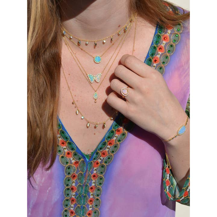 Kamaria Jewelry - Vendita all'ingrosso Collana con ciondolo/pendaglio - Collana girocollo con gocce di opale primaverile2