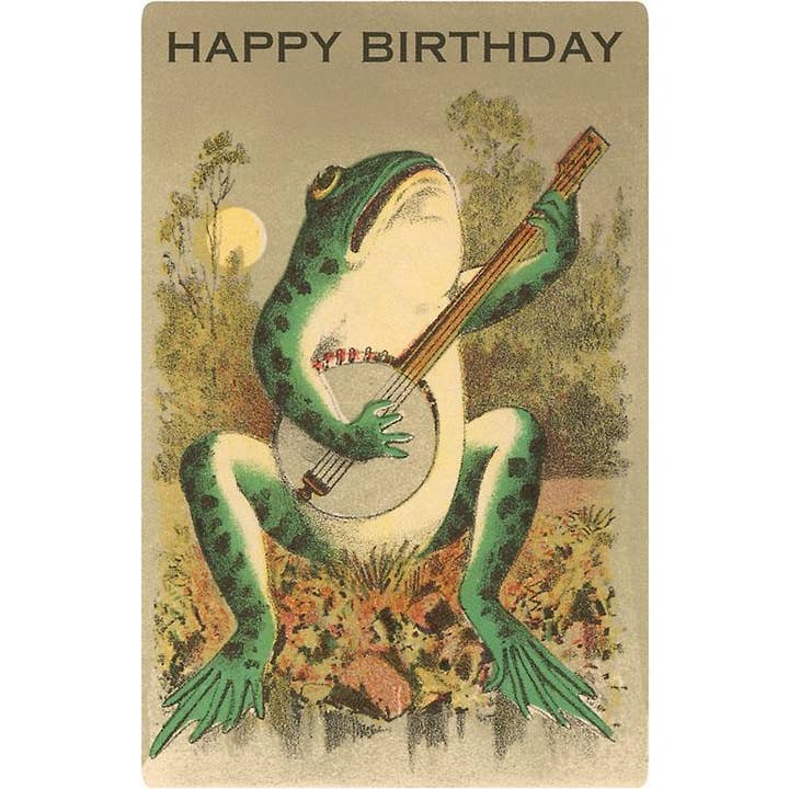 Found Image Press - Wholesale Stationery/Notecard Set - Greeting Card HB-136 Happy Birthday, Frog with Banjo