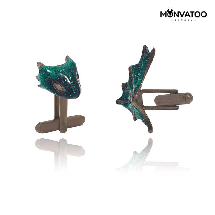 Svart Emerald Dragon Manschettknappar för wholesale av MONVATOO London