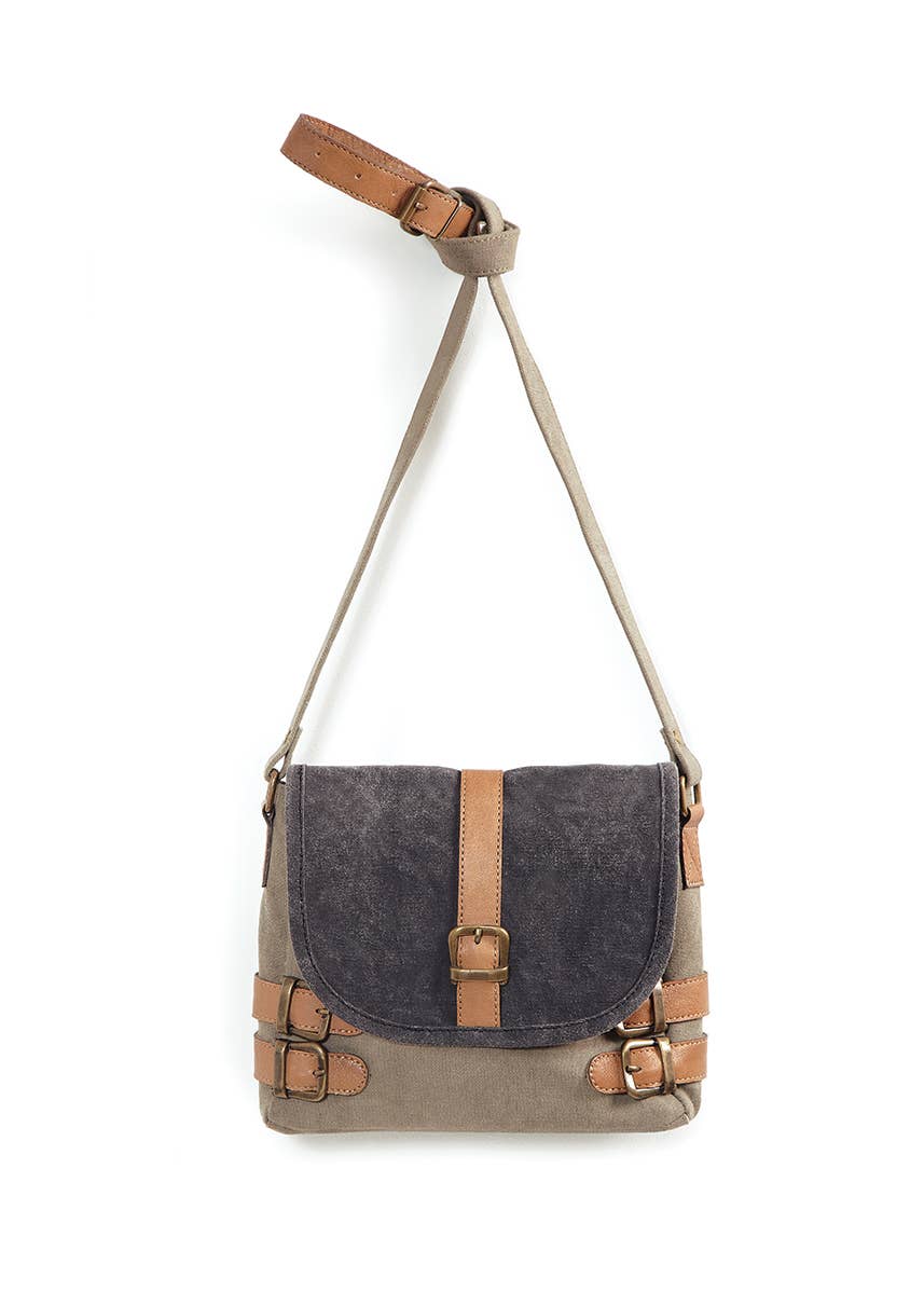 Mona B. - Vente Sac à bandoulière – femme - Sac bandoulière pour femme en toile recyclée avec boucle1