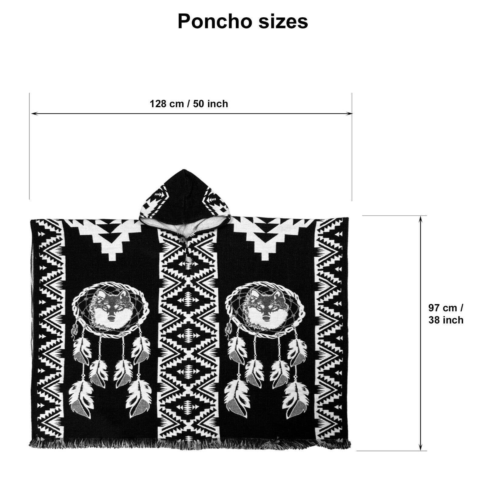 ECUALAMA - Wholesale Poncho - Unisex - Lupu - Baby Alpaca wool Unisex Hooded Poncho Pullover M-XXL - Wolf pattern9