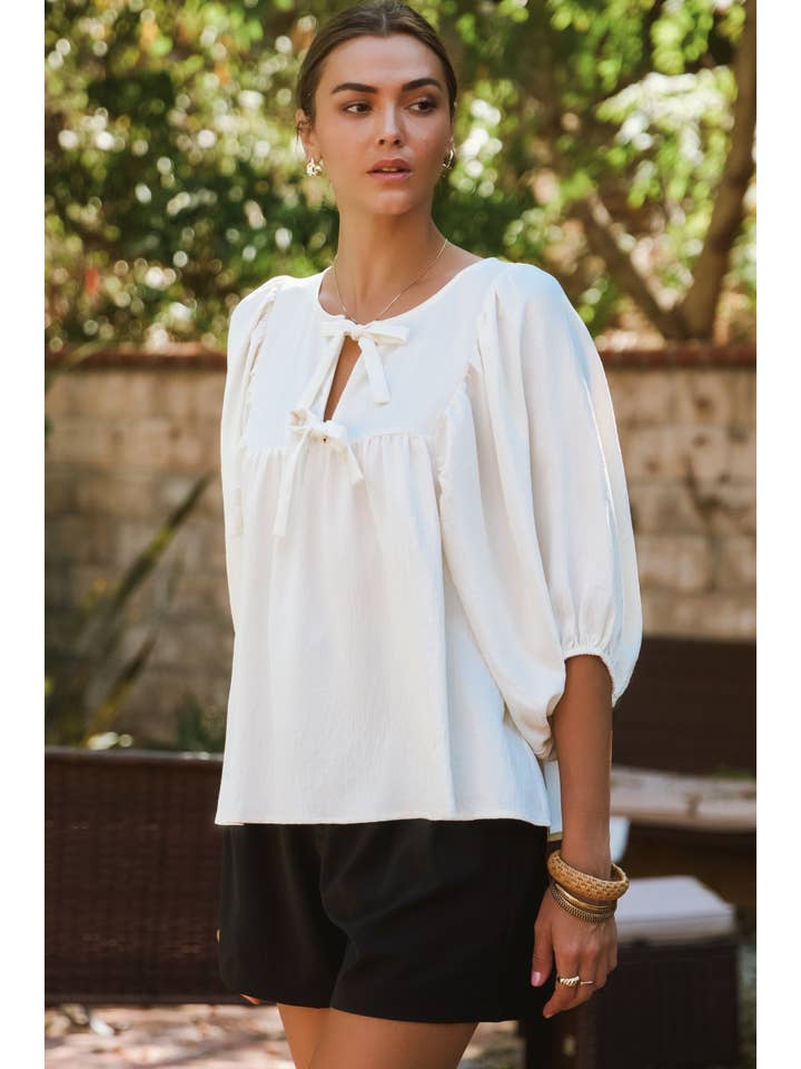 Oddi - Wholesale Blouse - Women's - Plus Solid Airflow Batwing 3/4 Sleeve Top