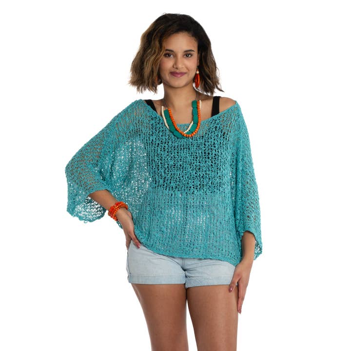 Top à manches courtes - Turquoise pour la vente par Suzie Blue Canada