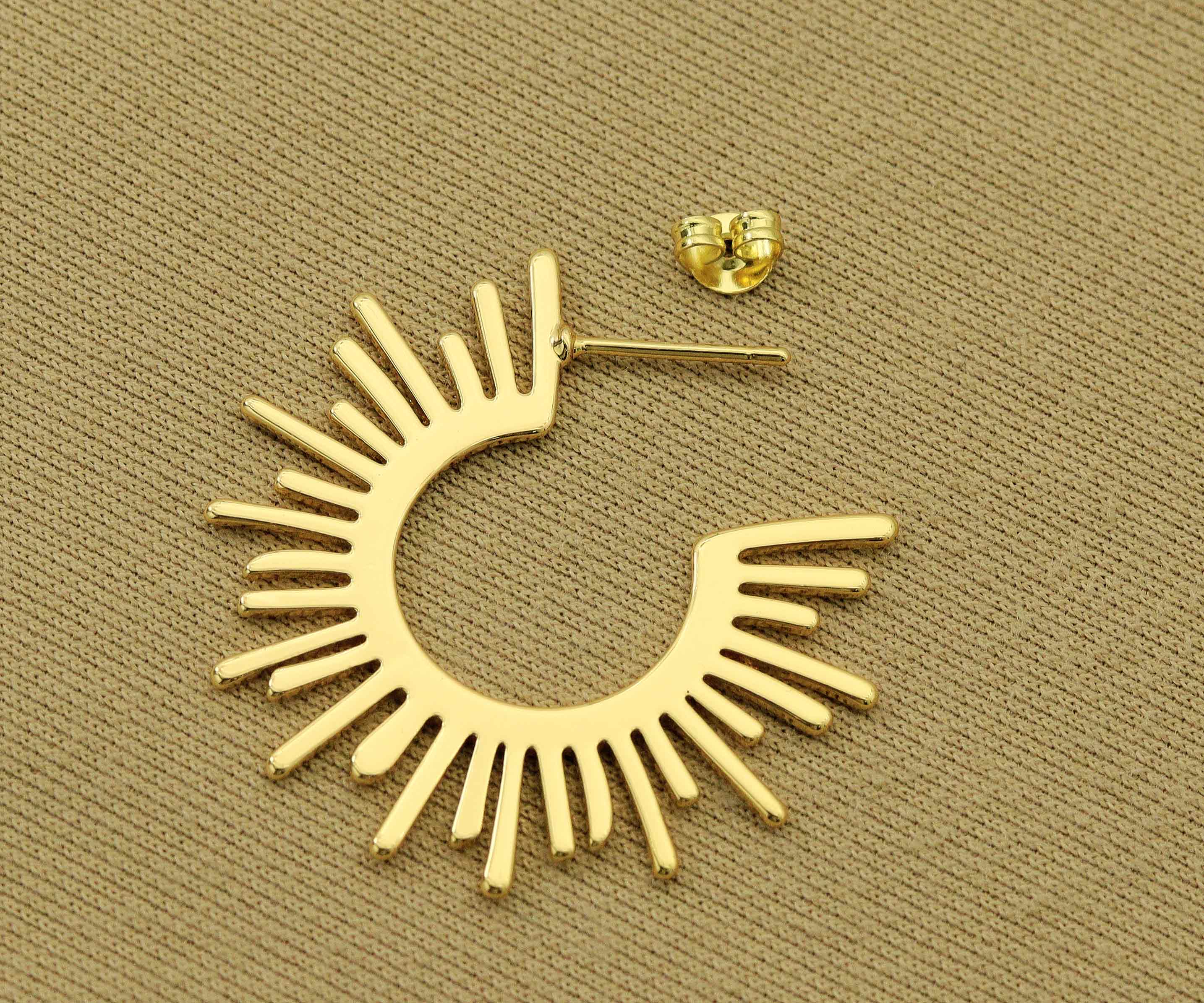 BestBeads&Beyond - Wholesale Hoop Earrings - Gold Sunshine Latch Back Closure Earrings, Sku#ZX583