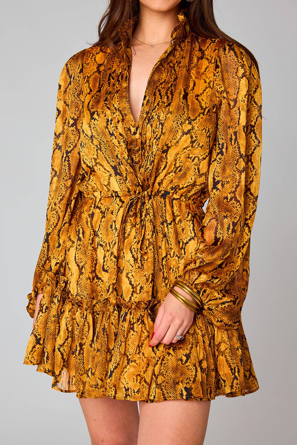 BuddyLove - Wholesale Dress - Women's - Grace Snake Charmer Long Sleeve Tie Waist Dress3