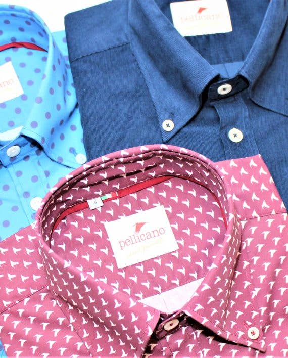 Pellicano – Großhandel Hemd mit Button-down-Kragen – Herren – Claret Button-Down-Hemd für Herren mit Signature Print2