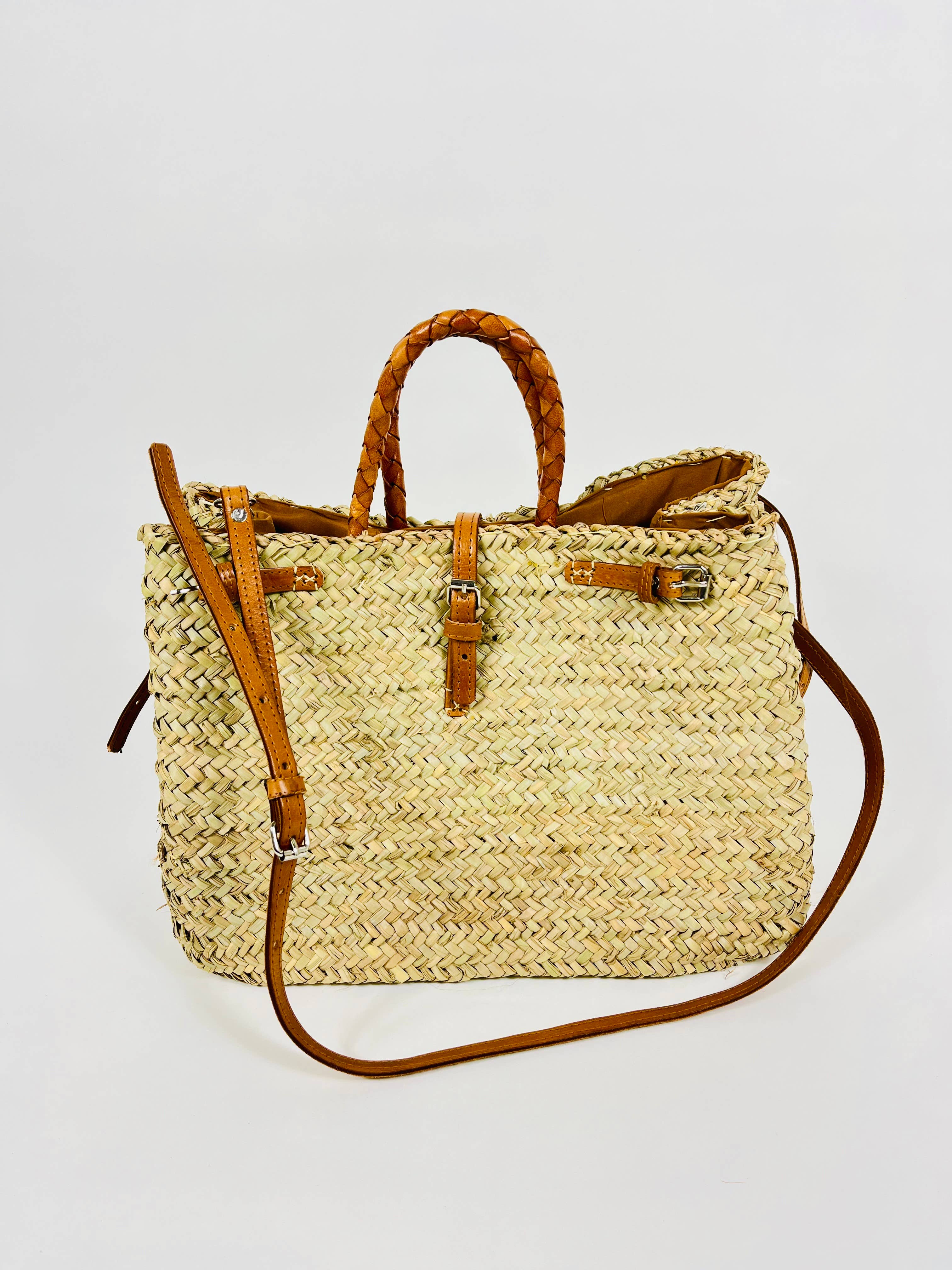 Mikwi – wholesale Korg – Fransk marknadskorg med dubbla remmar i läder9