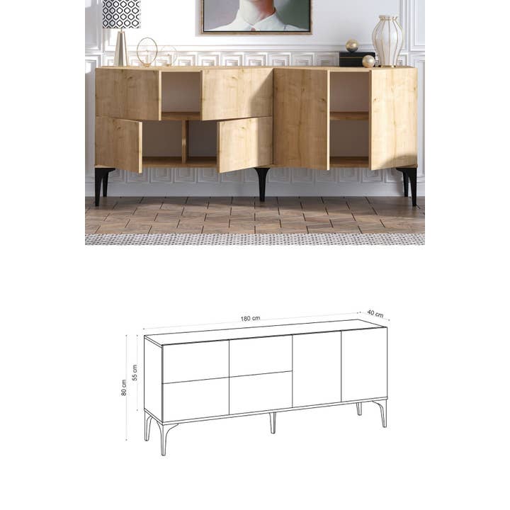 Multi Colored Decormet Laika Console – Sapphire Oak (DEC-20066) for wholesale on Faire1