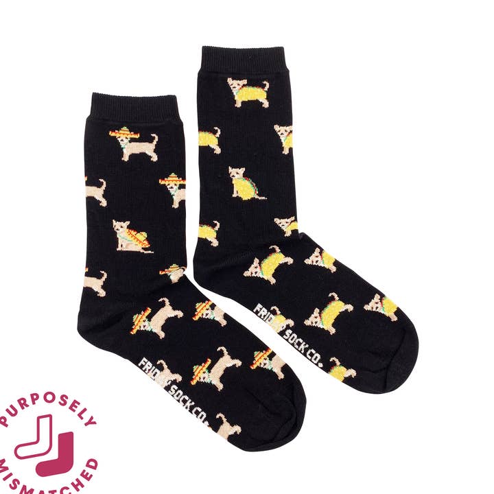 Women's Taco Dog Socks for wholesale by Friday Sock Co.