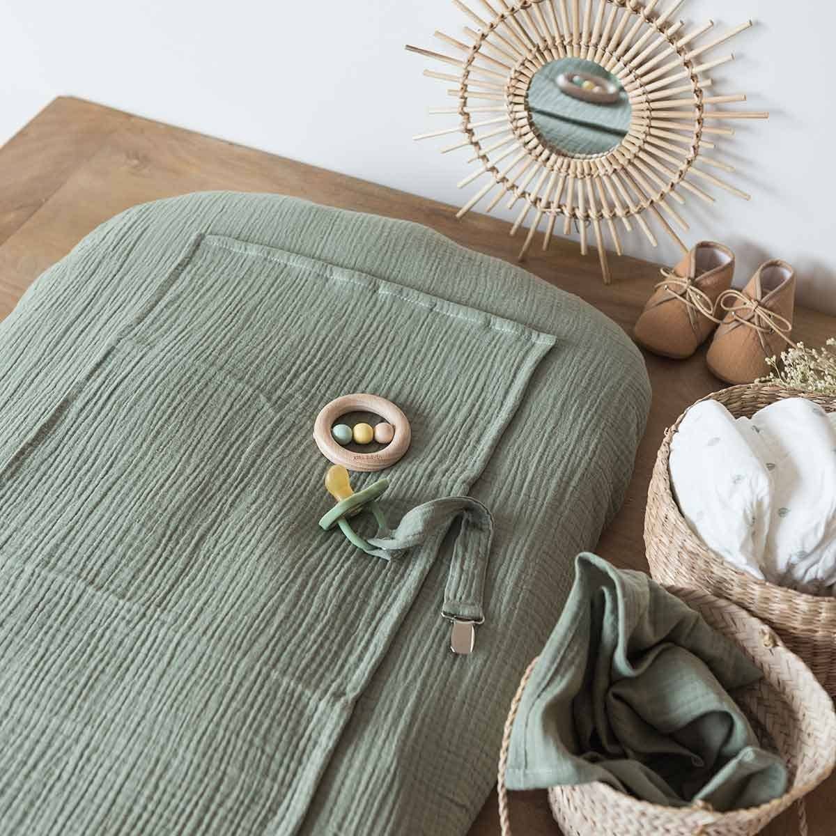 Cocoeko - Wholesale Changing Mat/Pad Cover - Baby - Changing mat cover + 2 swaddles SAGE GREEN1