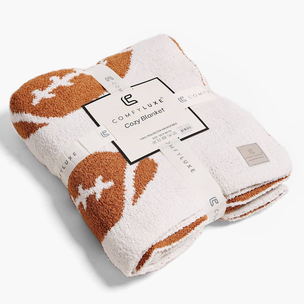 Brown Football Patterned Throw Blanket for wholesale on Faire5