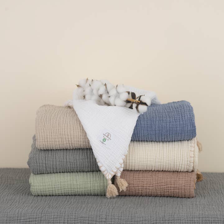 Naturloom - Wholesale Swaddle - Baby - 100% GOTS Certified Organic Super Soft Muslin Swaddle Baby Blanket, Organic Gauze Cotton, Muslin Throw Blanket for Kids, Baby Shower Gift Ivory