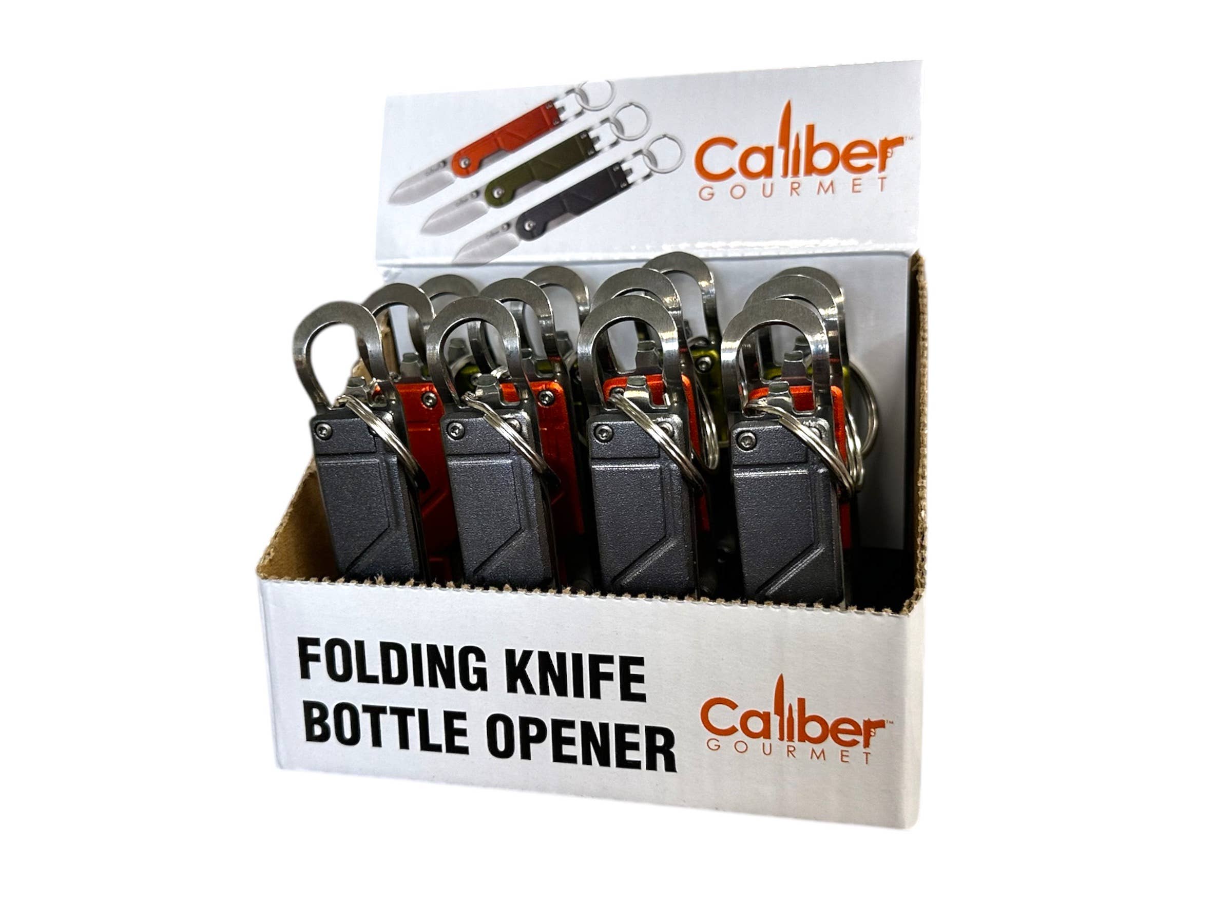 CALIBER GOURMET / CAMPCO - Wholesale Knife Set - Folding Knives / Bottle Opener & Keychain 12PC Display Box 0