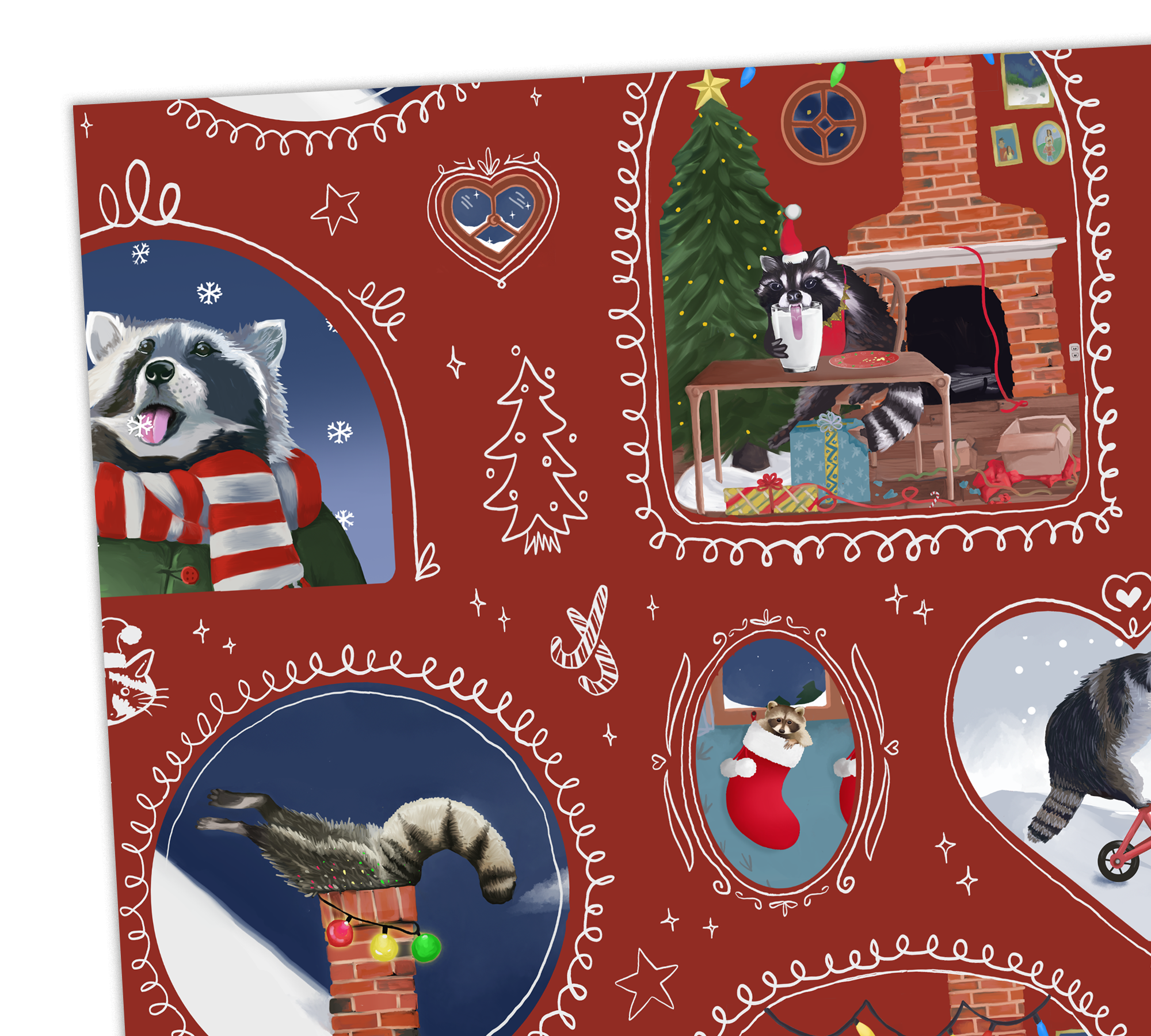 BoyPilot Goods - Wholesale Wrapping Paper Roll - Raccoon Christmas Gift Wrap - Wrapping Paper Sheets6