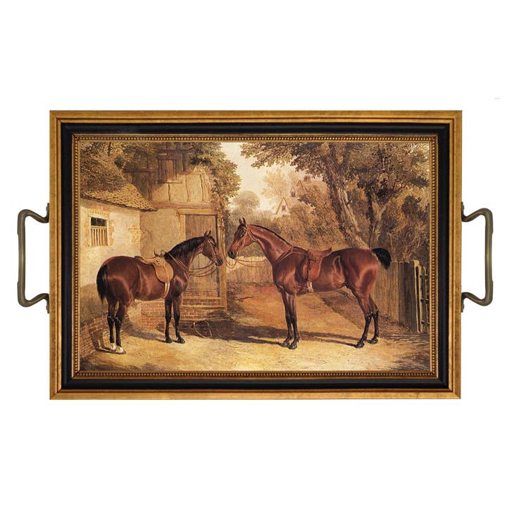 Madison Bay Co. - Historical Home Decor Reproductions - Wholesale Serving Tray - Saddled Horse Tray w/ Brass Handles0