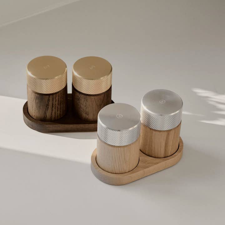 Studio Nordhaven - Wholesale Salt & Pepper Shaker Set - SINA salt & pepper mill set - dark ash/brass6