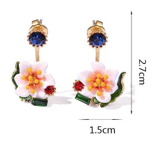 Exsito - Wholesale Dangle Earrings - Sweet temperament hand-painted enamel two- ways wear flower earrings4