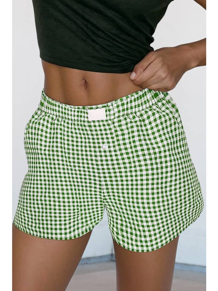Aapparella - Wholesale Shorts - Women's - Gingham Printed High Waist Shorts | S-2XL