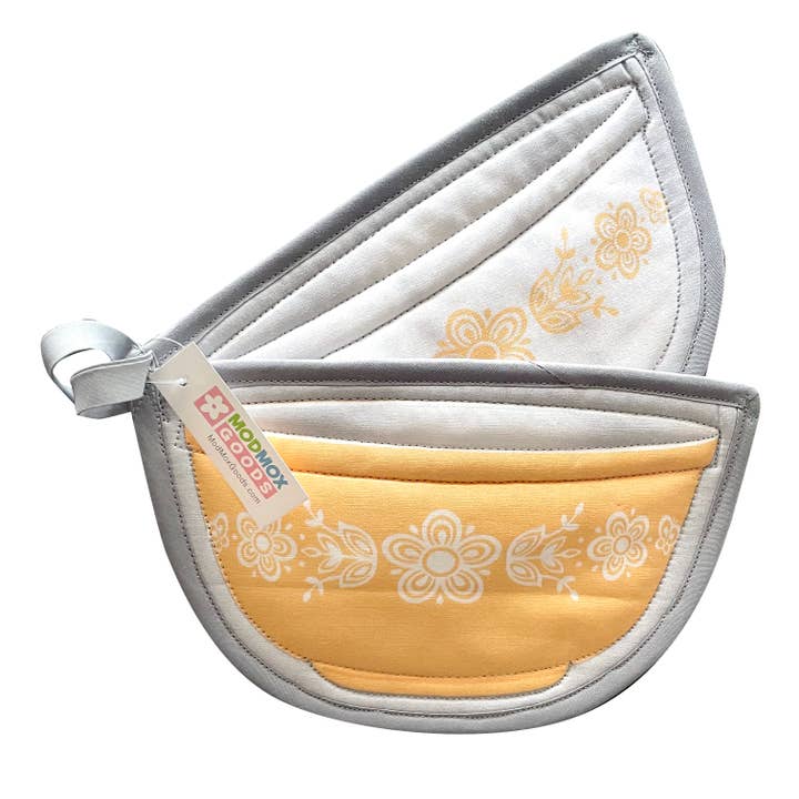 2 Potholders - Pyrex Gold Butterfly Bowl Pot Holders for wholesale by ModMoxGoods