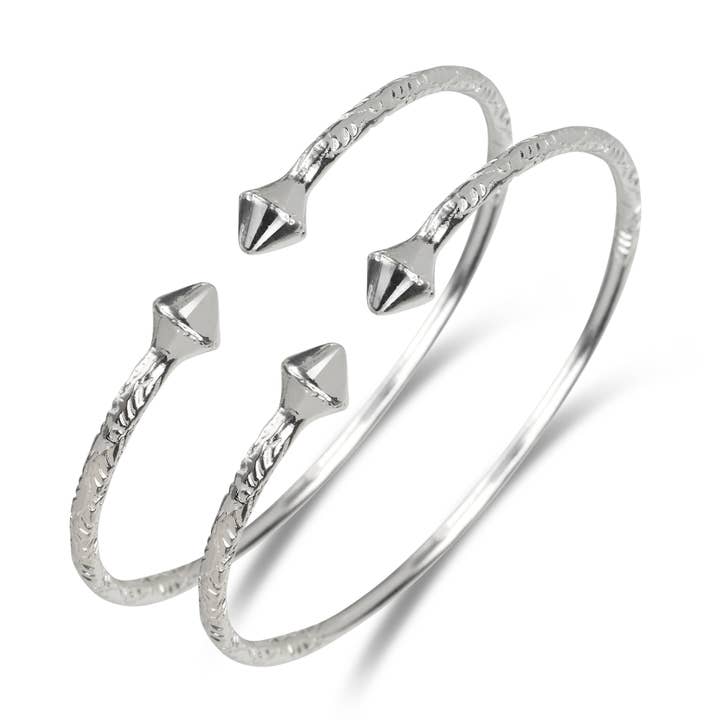 Bättre smycken solida .925 sterlingsilver smala koniska västindiska armband, 1 par för wholesale av Better Jewelry