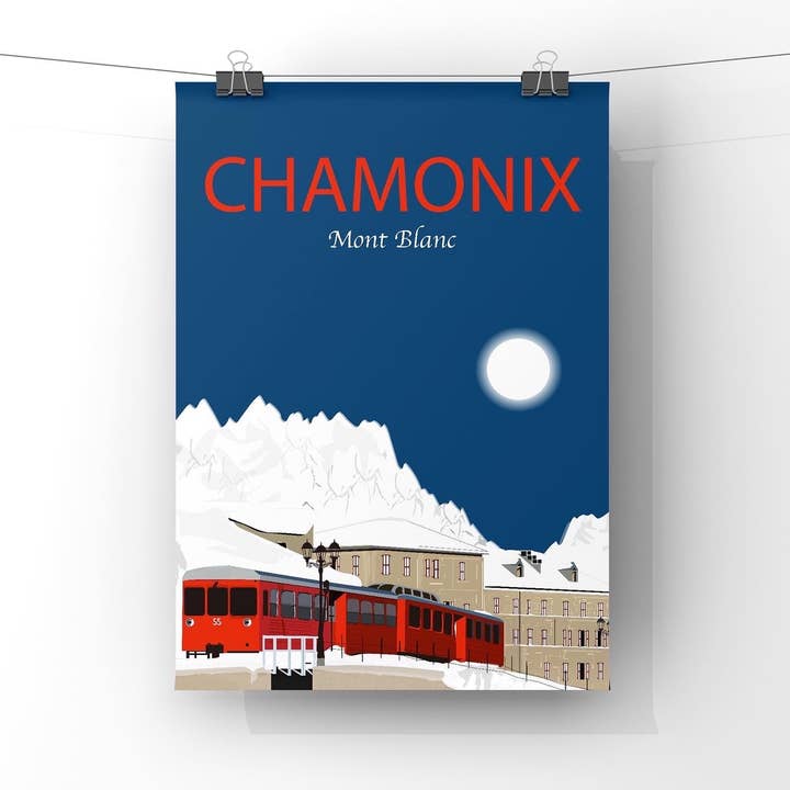 Chamonix - poster uit de Vacances collectie van Charlotte Lpx voor wholesale door Charlotte LPX illustration
