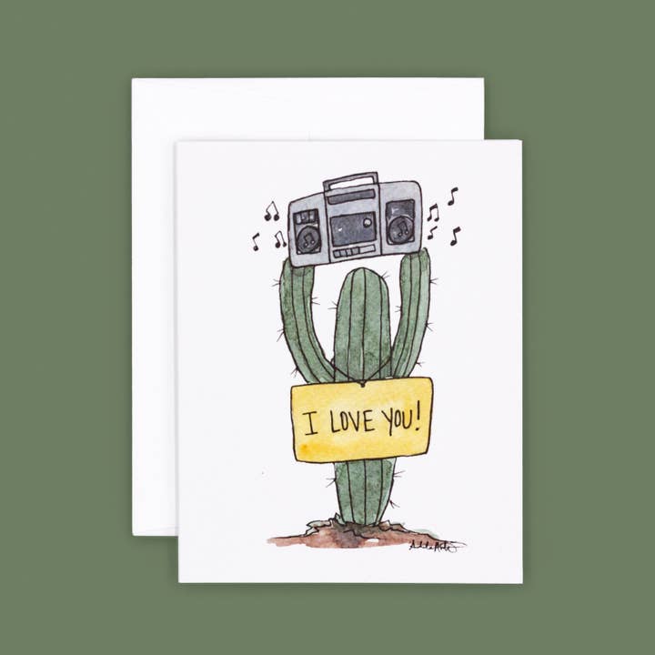 Saguaro Greeting Card - I Love You for wholesale by Cacti Oasis©