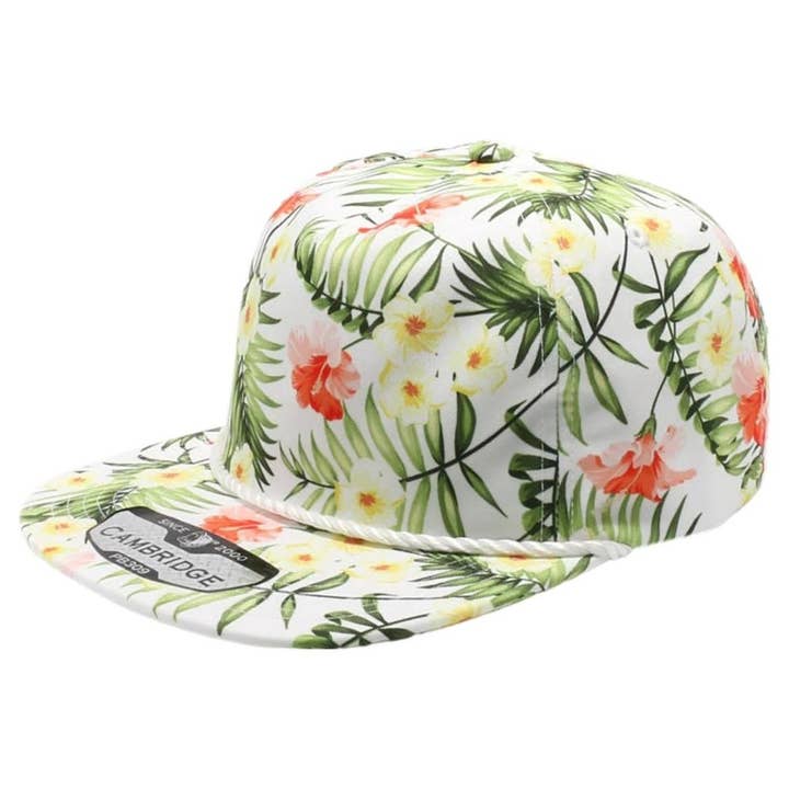 DOBBI - Wholesale Flat-brimmed cap – Unisex - CAMBRIDGE 5 PANEL UNSTRUCTURED FLORAL ROPE HAT14