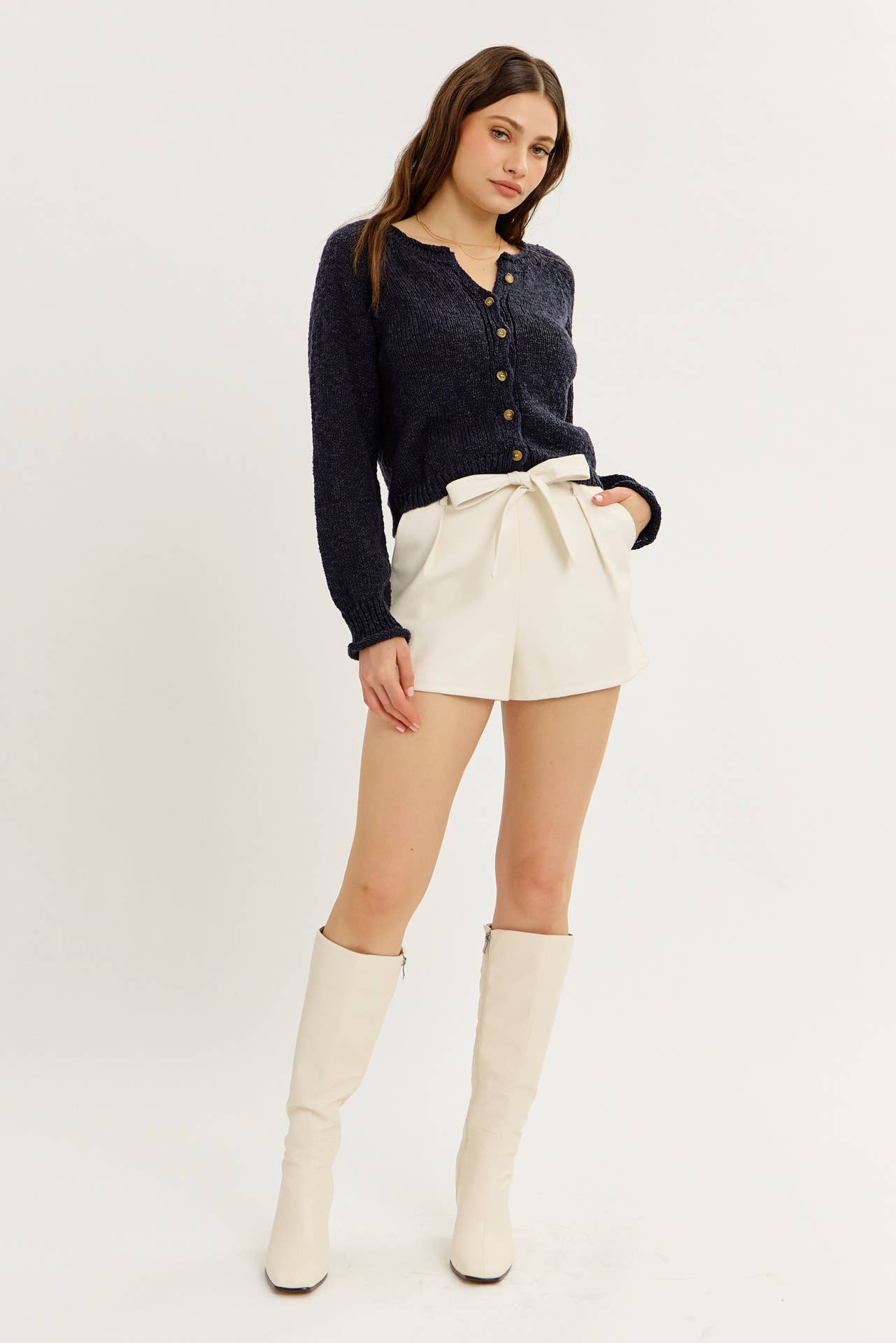 idem ditto – Engroshandel Cardigan - Dame – LETSTRUKTURERET CARDIGAN MED KNAPPER0