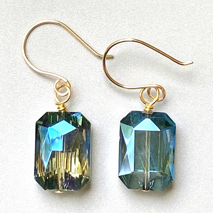 Brincos Cristal Azul Dourado Elegant Drops por atacado de Marble Designs Jewelry
