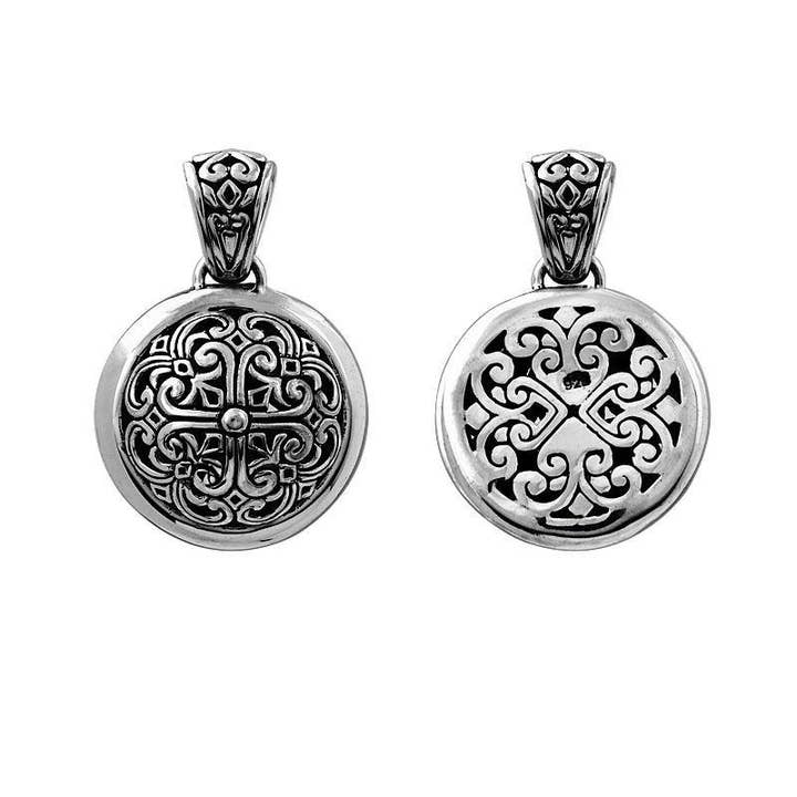 AP-6005-S Sterling Silver Round Scrollwork Pendant – Bali Wholesale Jewelry for wholesale by Bali Designs