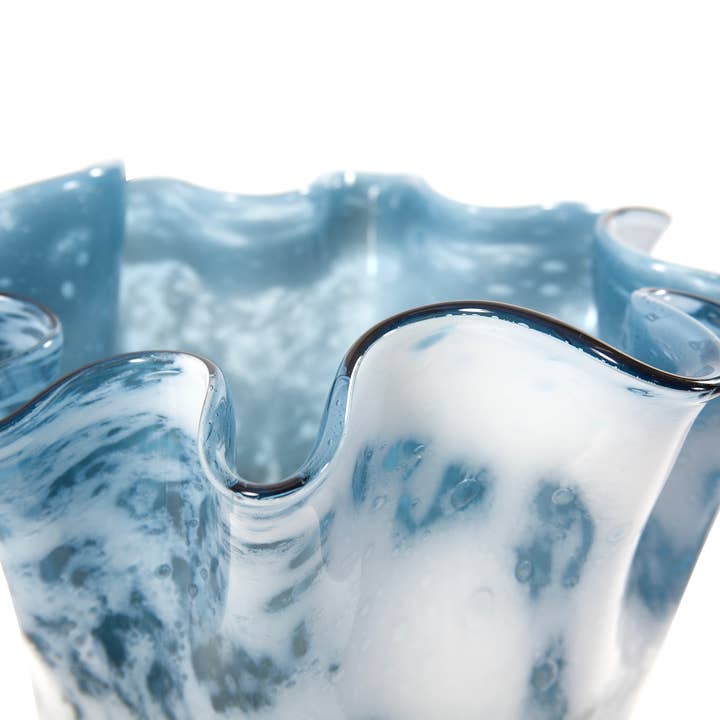 Howard Elliott on Faire - Wholesale Vase - Baltic Blue Ruffled Glass Vase, Small7