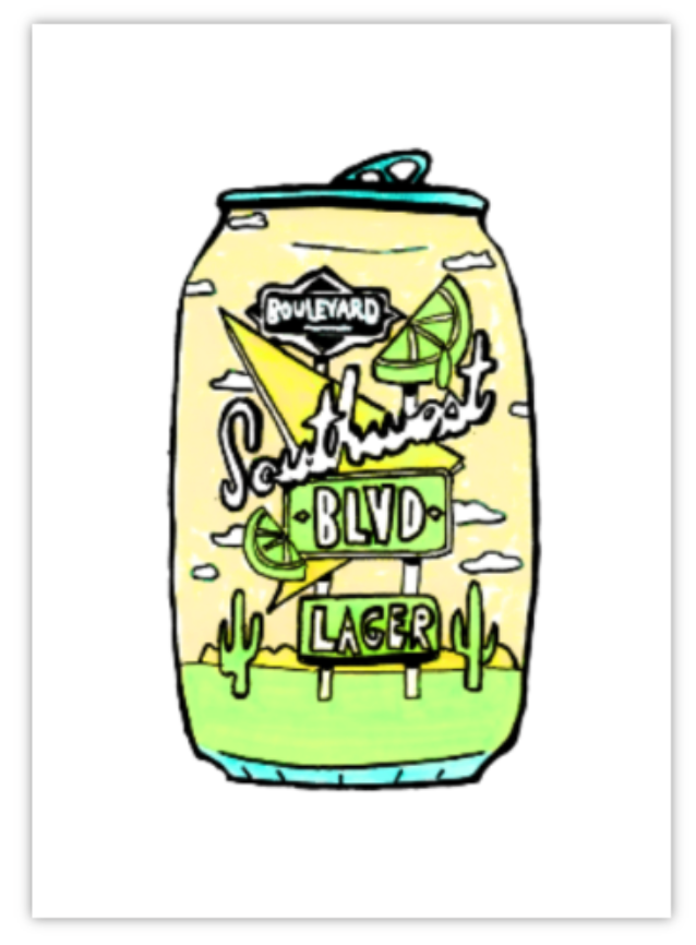 Art by Nate Crosser - Wholesale Art Print - Southwest Boulevard Beer Painting (5x7" Digital Reprod.) 1