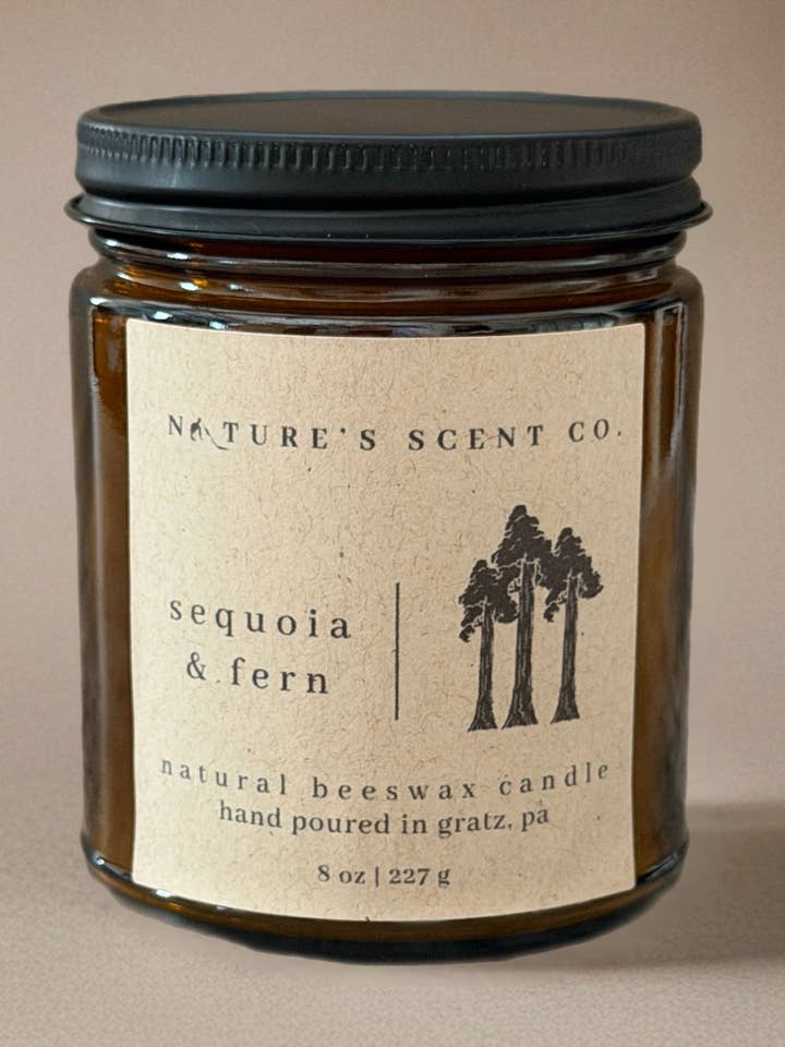 Sequoia & Fern | Nature-Inspired Beeswax Candle | Wood Wick for wholesale by Nature’s Scent Co