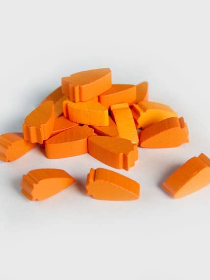10 Carrot/Veggie Token Set (10 Wooden Tokens) for wholesale by Mayday Games