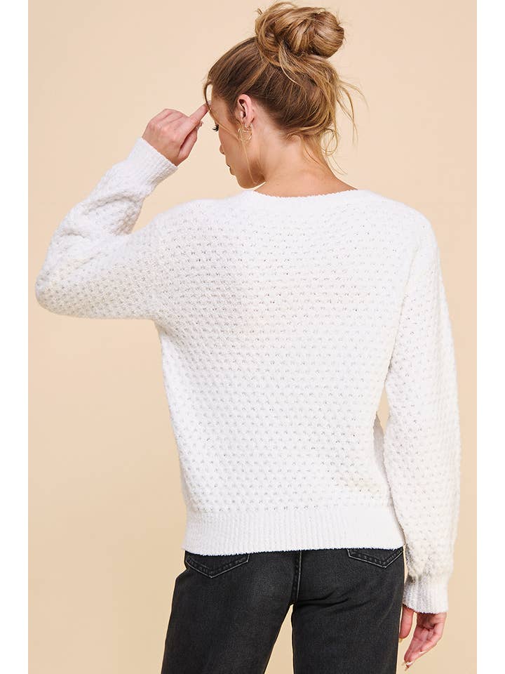 Allie Rose - Wholesale Knit Sweater - Women's - Soft Cloud Pique V Neck Sweater10