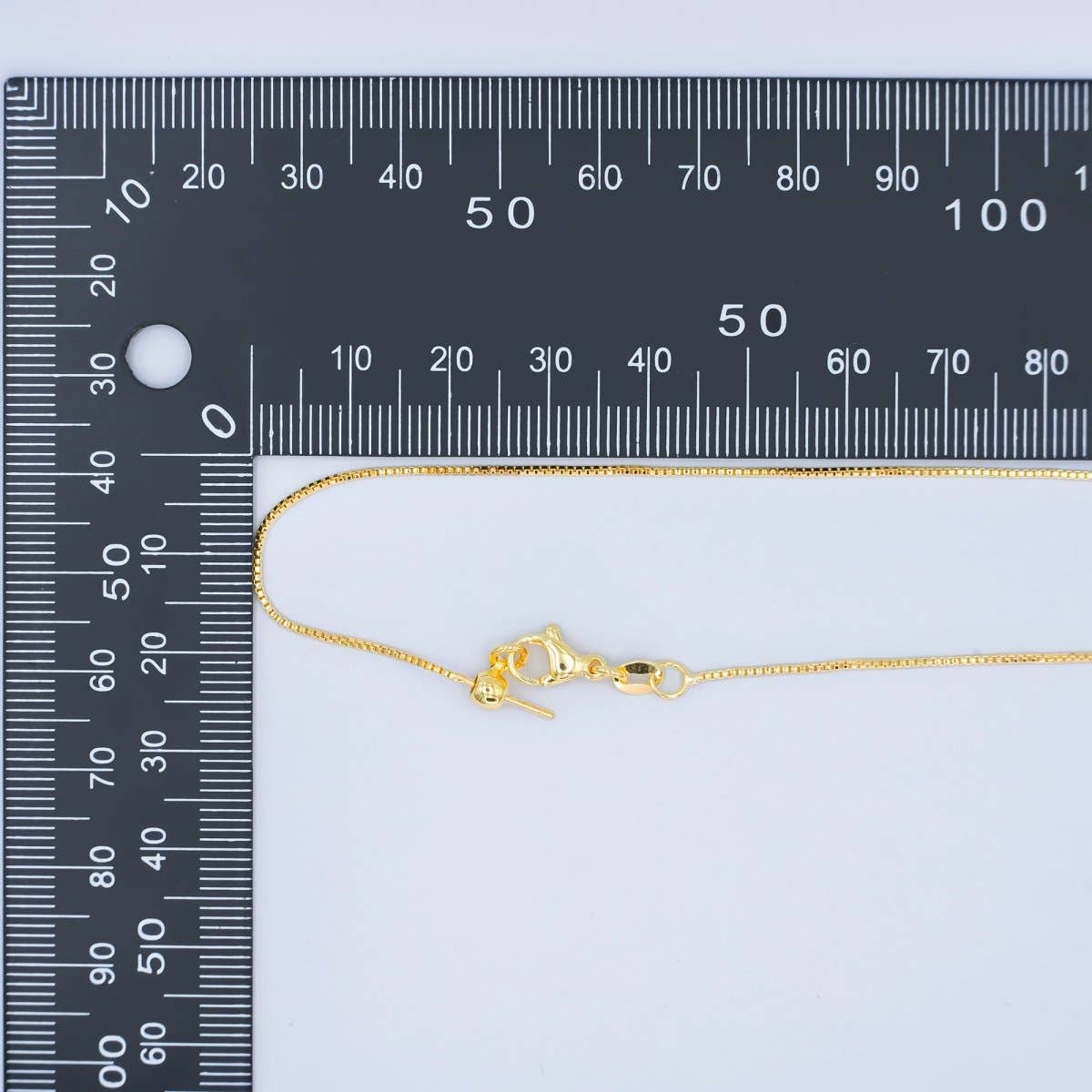 Aim Eternal - Wholesale Link & Chain Necklace - 24K Gold Filled 0.9mm Box Chain 20.5 Inch Adjustable Threader Necklace | WA-27382