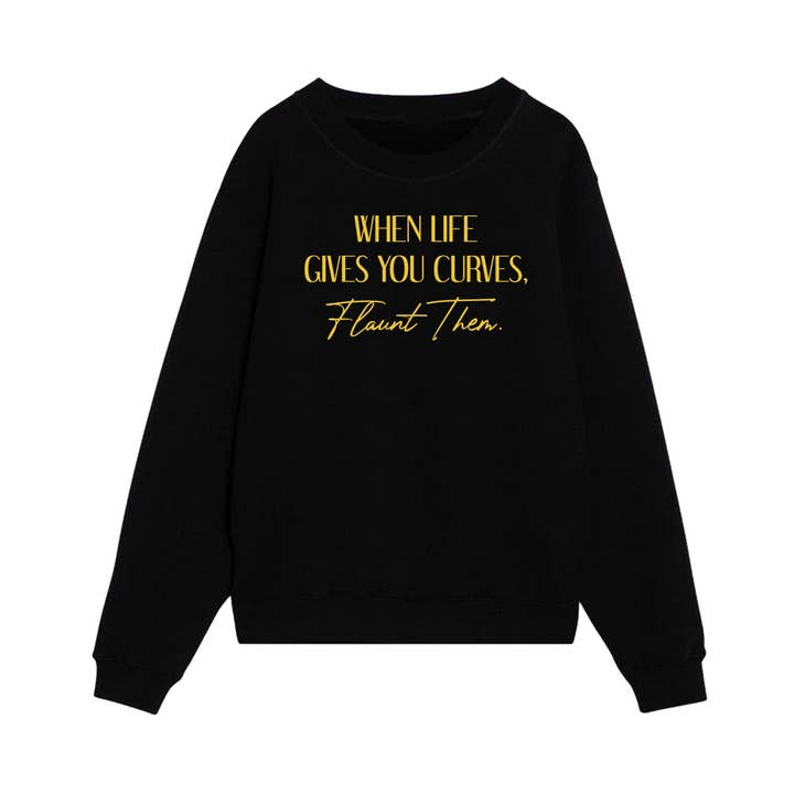 HUC-FW1226C WHEN LIFE GIVE YOU CURVES GRAPHIC SWEATSHIRT for wholesale by nobarand