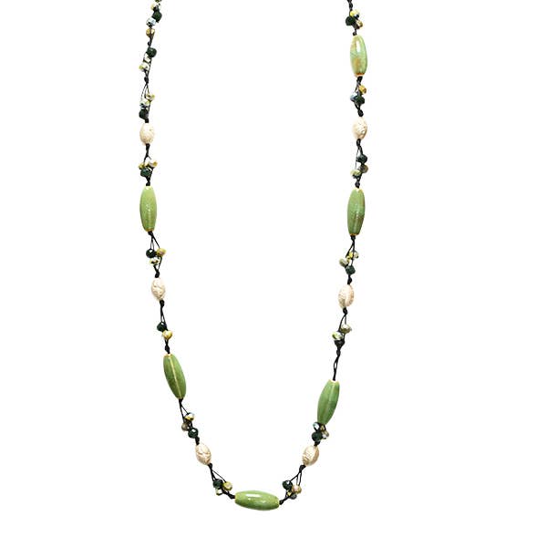 AMORINO SRL - Wholesale Beaded/Pearl Necklace - ADJUSTABLE STRING NECKLACE MADE OF CRYSTALS AND STONES - HZM24144A2754