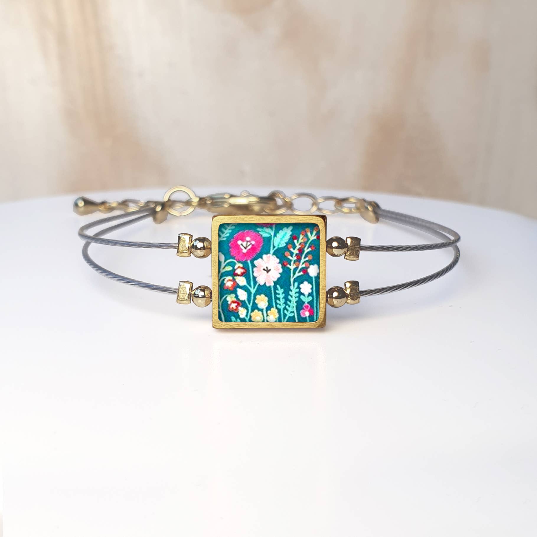 Noa Jewellery - Wholesale Charm/Dangle Bracelet - Framed Square Ceramic Bracelet, Gold Plated Stainless Steel23
