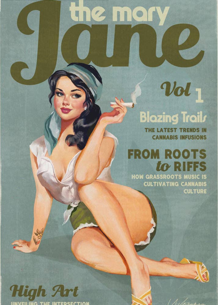GTA ART - Wholesale Art Print - Wall art Mary Jane Retro Vintage Pinup Cannabis Art0