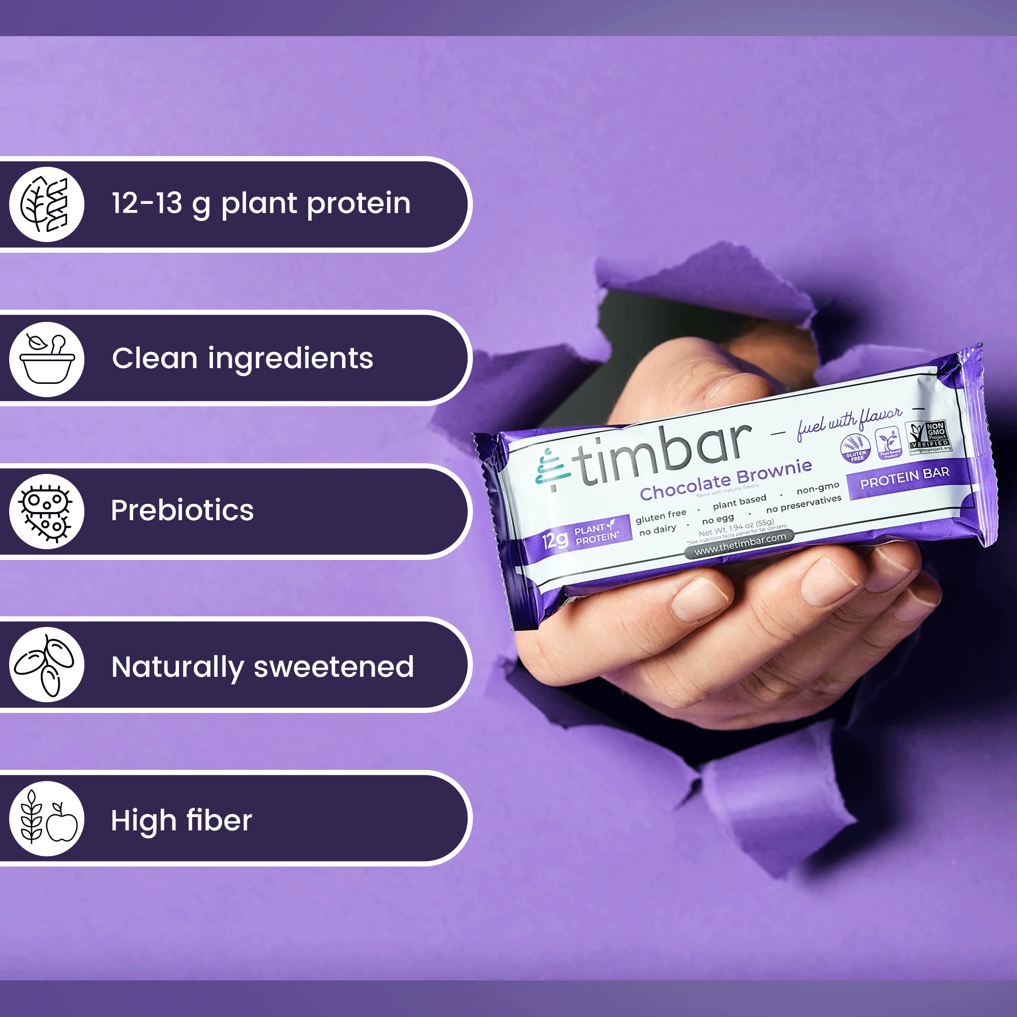 timbar – wholesale Snack bar – Chocolate Brownie Protein Bar5