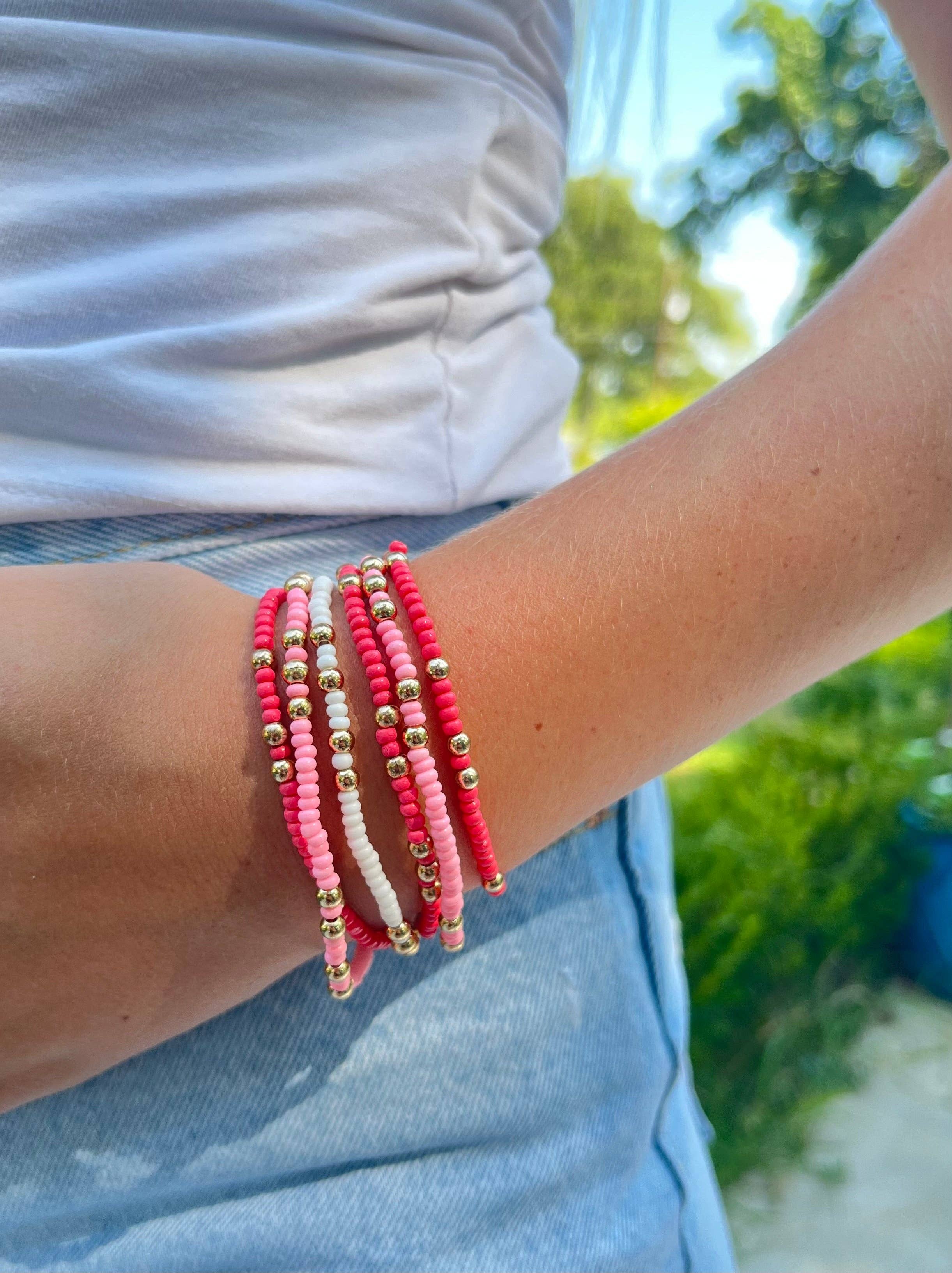 Color Shout – wholesale Smycken – B201 - PM-Phi Mu Färger Stapel: Set med 6 Pärlade Stretcharmband1