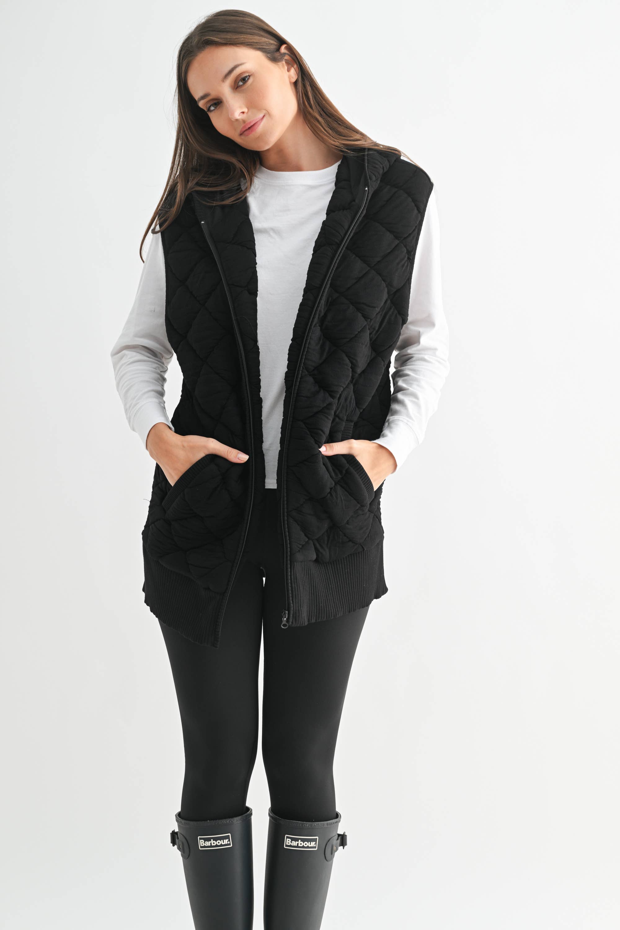 Mono B - Wholesale Outerwear Vest - Women's - Oversized Quilted Fleece Vest with Hood5