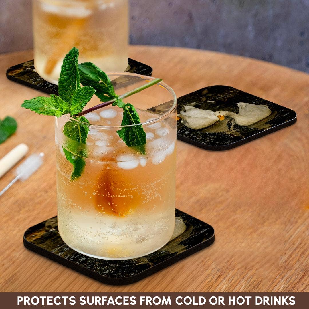 3dRose - Wholesale Coasters - 3dRose, Domestic free-range Pekin ducks swimming in a stream by their farm., Coaster9